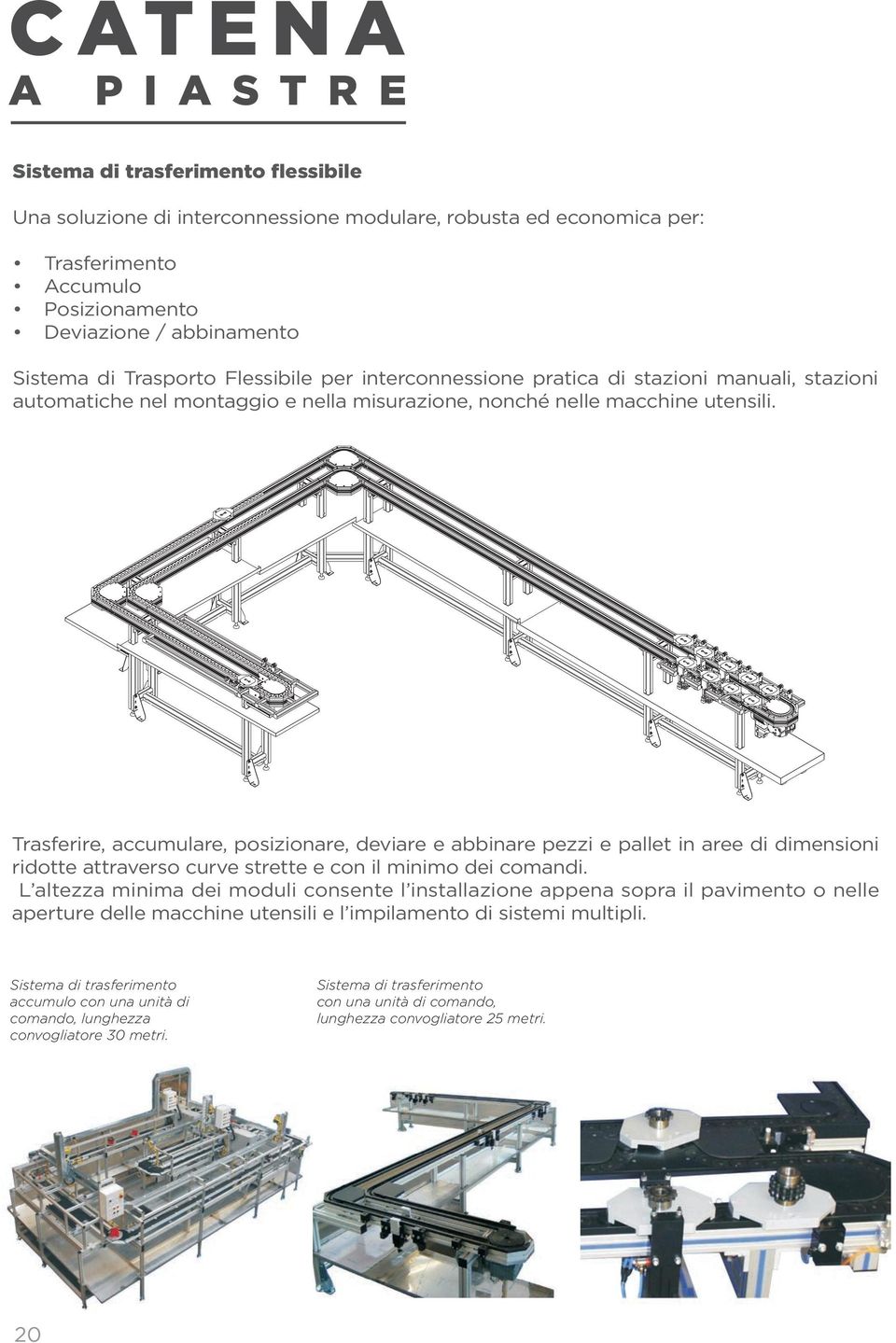 Trasferire, accumulare, posizionare, deviare e abbinare pezzi e pallet in aree di dimensioni ridotte attraverso curve strette e con il minimo dei comandi.