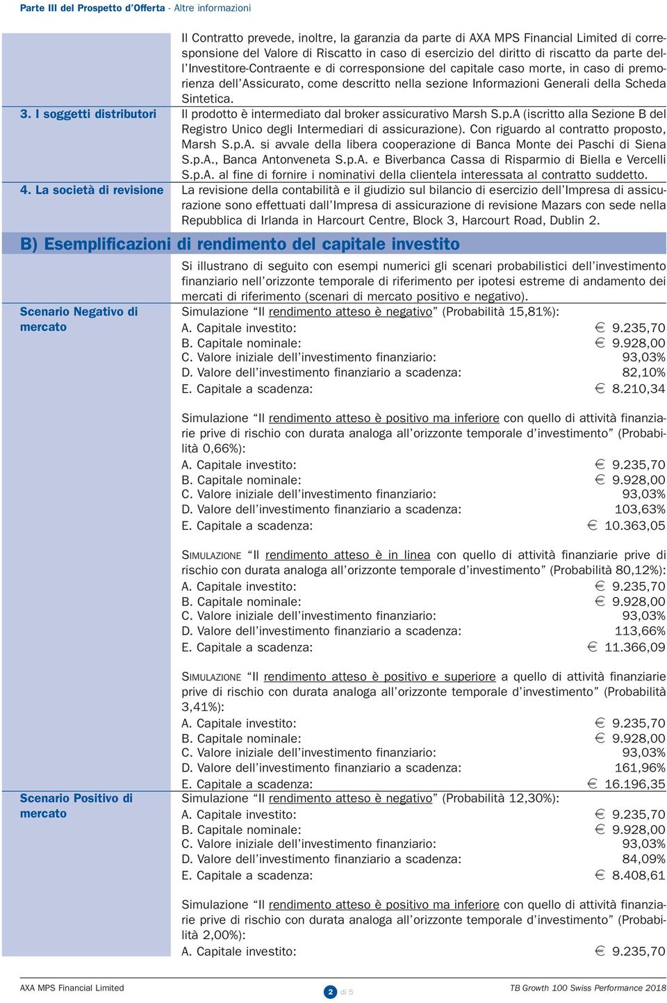 diritto di riscatto da parte dell Investitore-Contraente e di corresponsione del capitale caso morte, in caso di premorienza dell Assicurato, come descritto nella sezione Informazioni Generali della