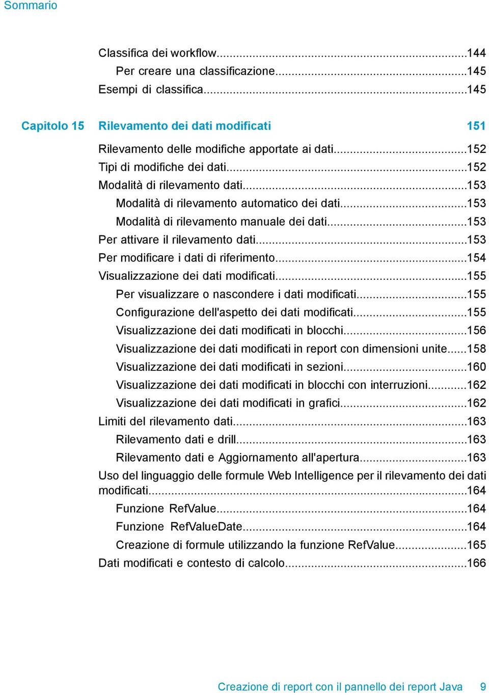 ..153 Per attivare il rilevamento dati...153 Per modificare i dati di riferimento...154 Visualizzazione dei dati modificati...155 Per visualizzare o nascondere i dati modificati.