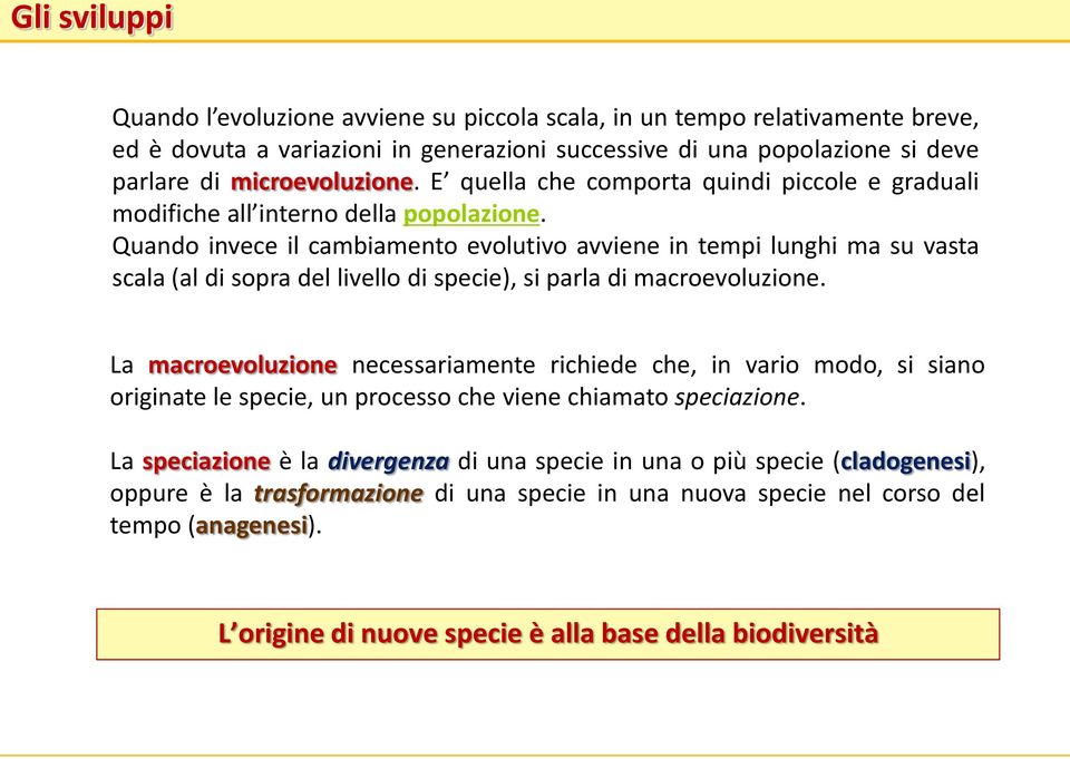 Quando invece il cambiamento evolutivo avviene in tempi lunghi ma su vasta scala (al di sopra del livello di specie), si parla di macroevoluzione.