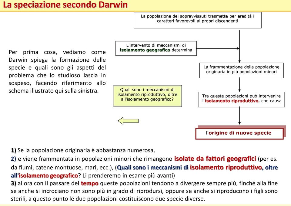 L'intervento di meccanismi di isolamento geografico determina Quali sono i meccanismi di isolamento riproduttivo, oltre all'isolamento geografico?