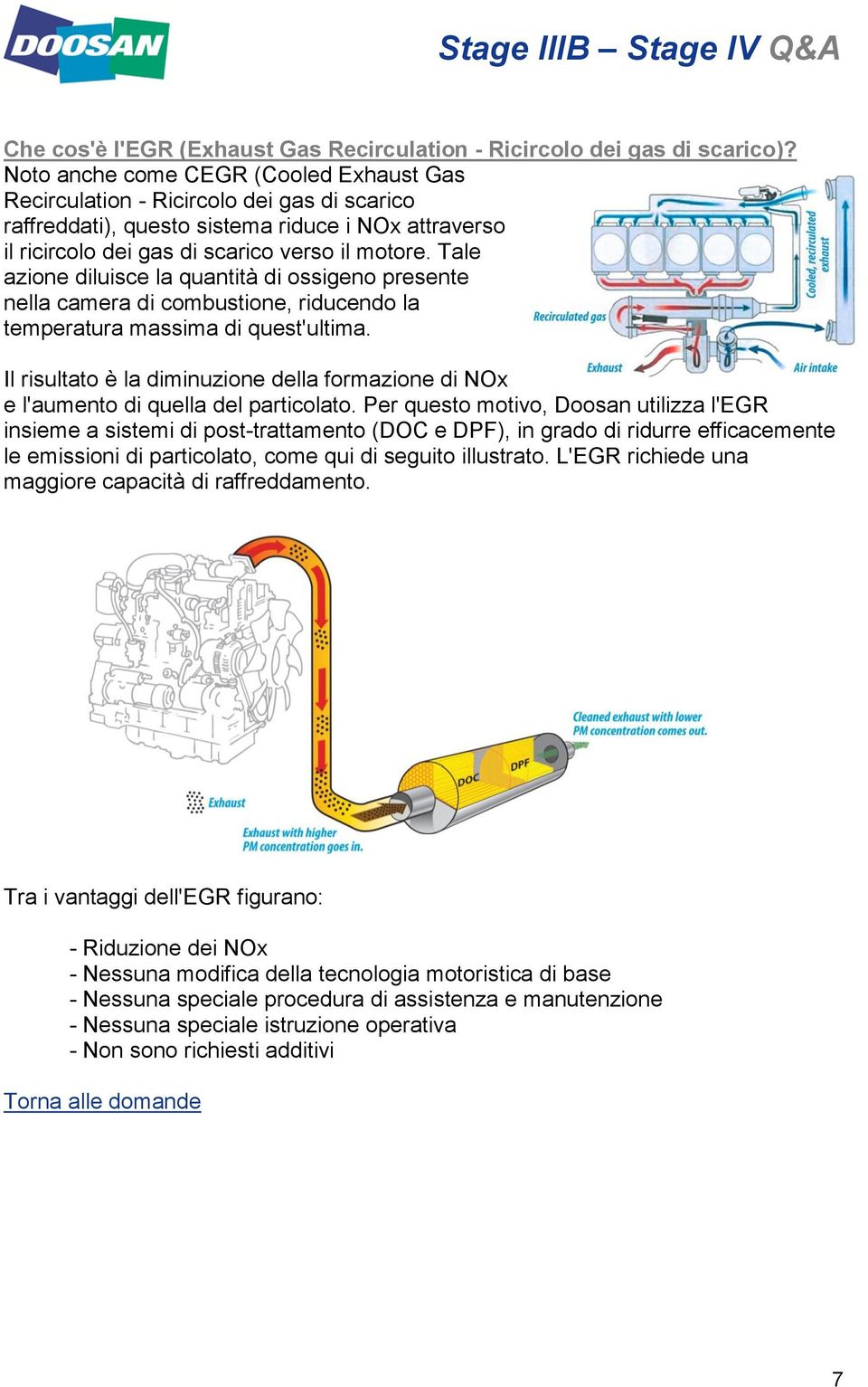 Tale azione diluisce la quantità di ossigeno presente nella camera di combustione, riducendo la temperatura massima di quest'ultima.