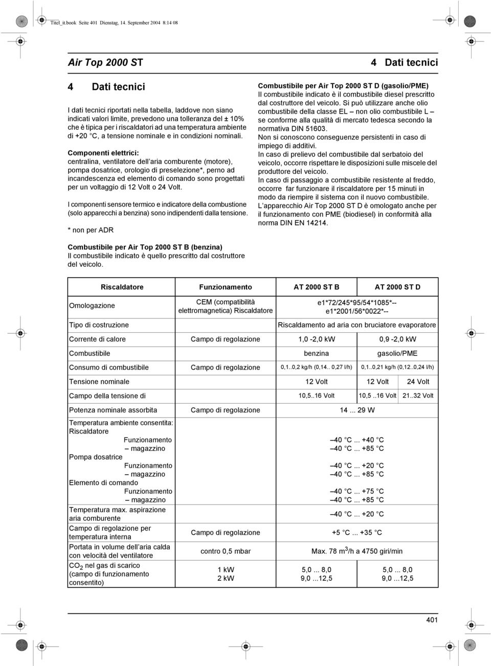 i riscaldatori ad una temperatura ambiente di +0 C, a tensione nominale e in condizioni nominali.