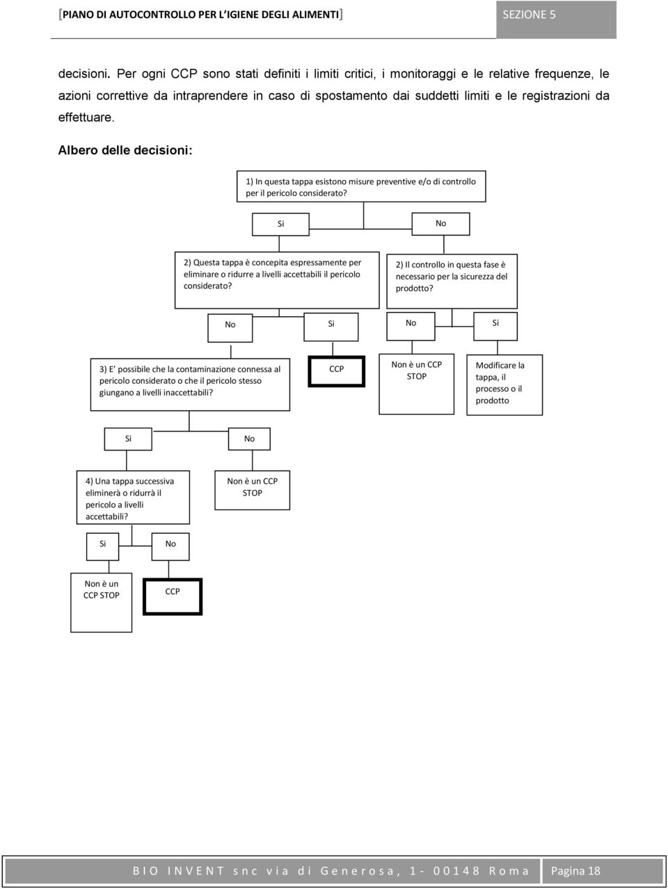 effettuare. Albero delle decisioni: 1) In questa tappa esistono misure preventive e/o di controllo per il pericolo considerato?