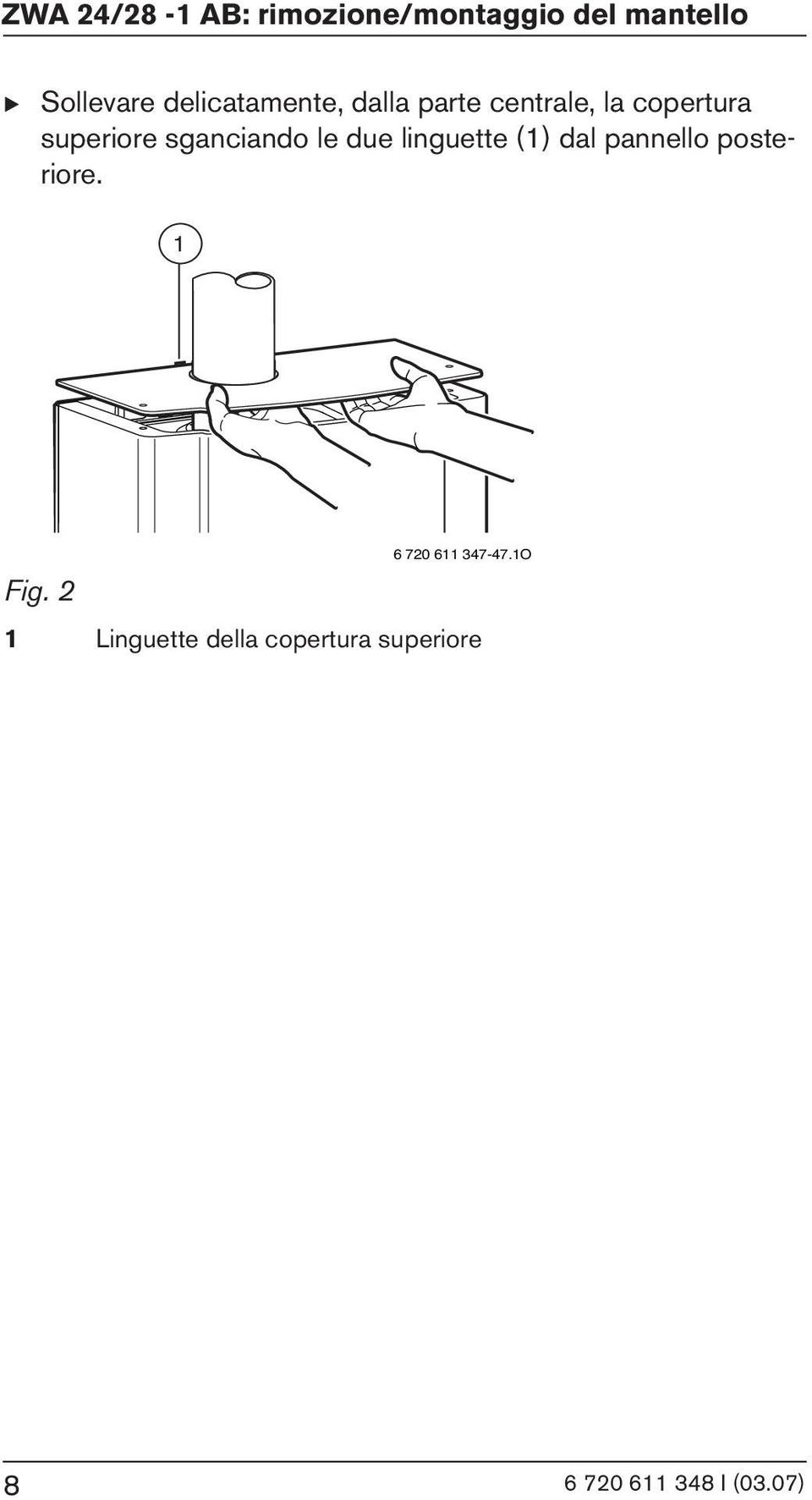 sganciando le due linguette (1) dal pannello posteriore.