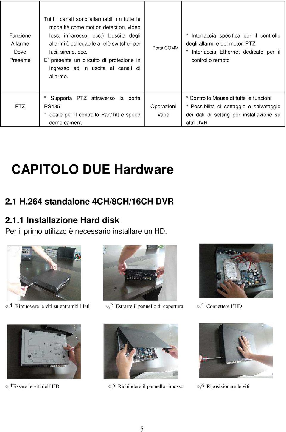 Porte COMM * Interfaccia specifica per il controllo degli allarmi e dei motori PTZ * Interfaccia Ethernet dedicate per il controllo remoto PTZ * Supporta PTZ attraverso la porta RS485 * Ideale per il