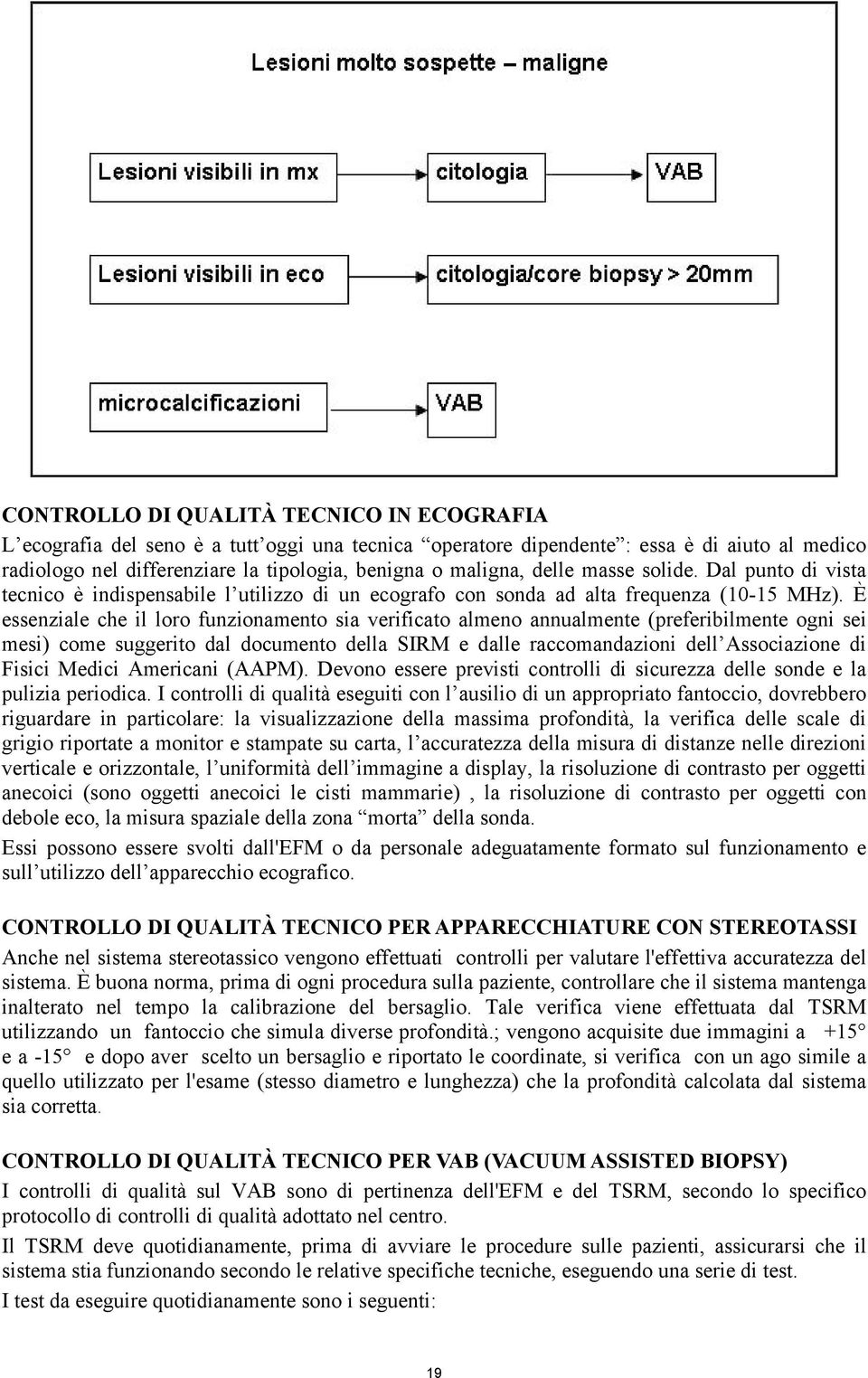 È essenziale che il loro funzionamento sia verificato almeno annualmente (preferibilmente ogni sei mesi) come suggerito dal documento della SIRM e dalle raccomandazioni dell Associazione di Fisici