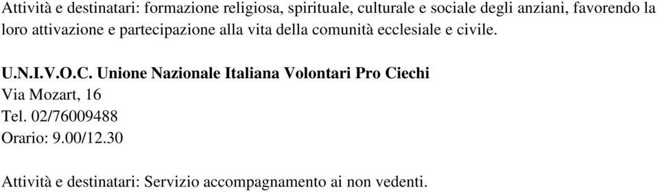 ecclesiale e civile. U.N.I.V.O.C.