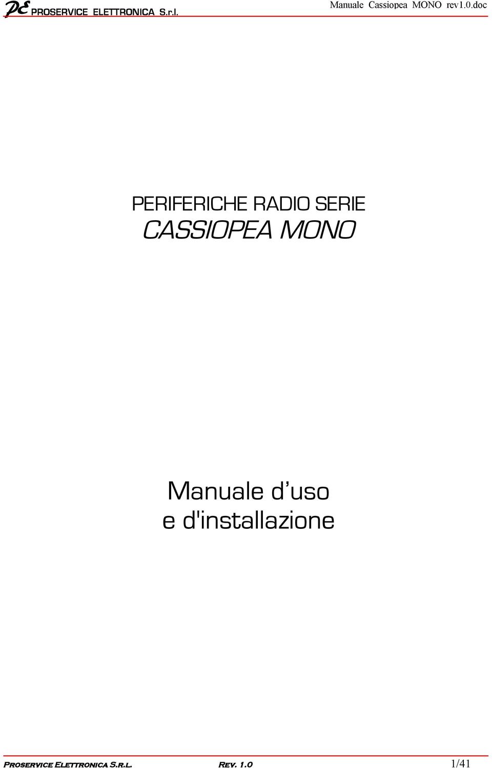 MONO Manuale d uso