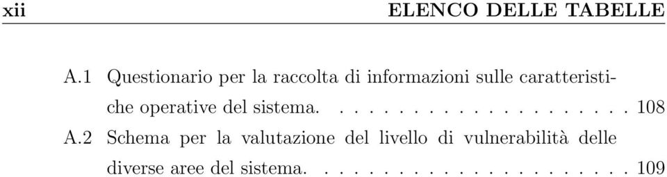 caratteristiche operative del sistema..................... 108 A.