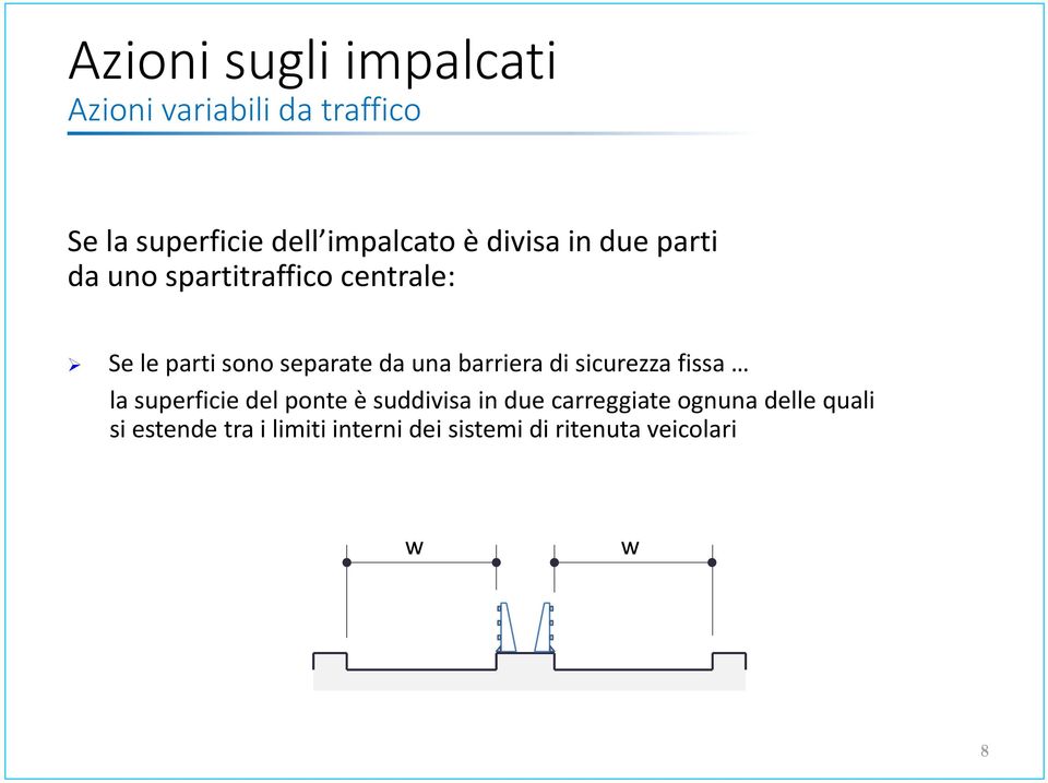 barriera di sicurezza fissa la superficie del ponte è suddivisa in due carreggiate