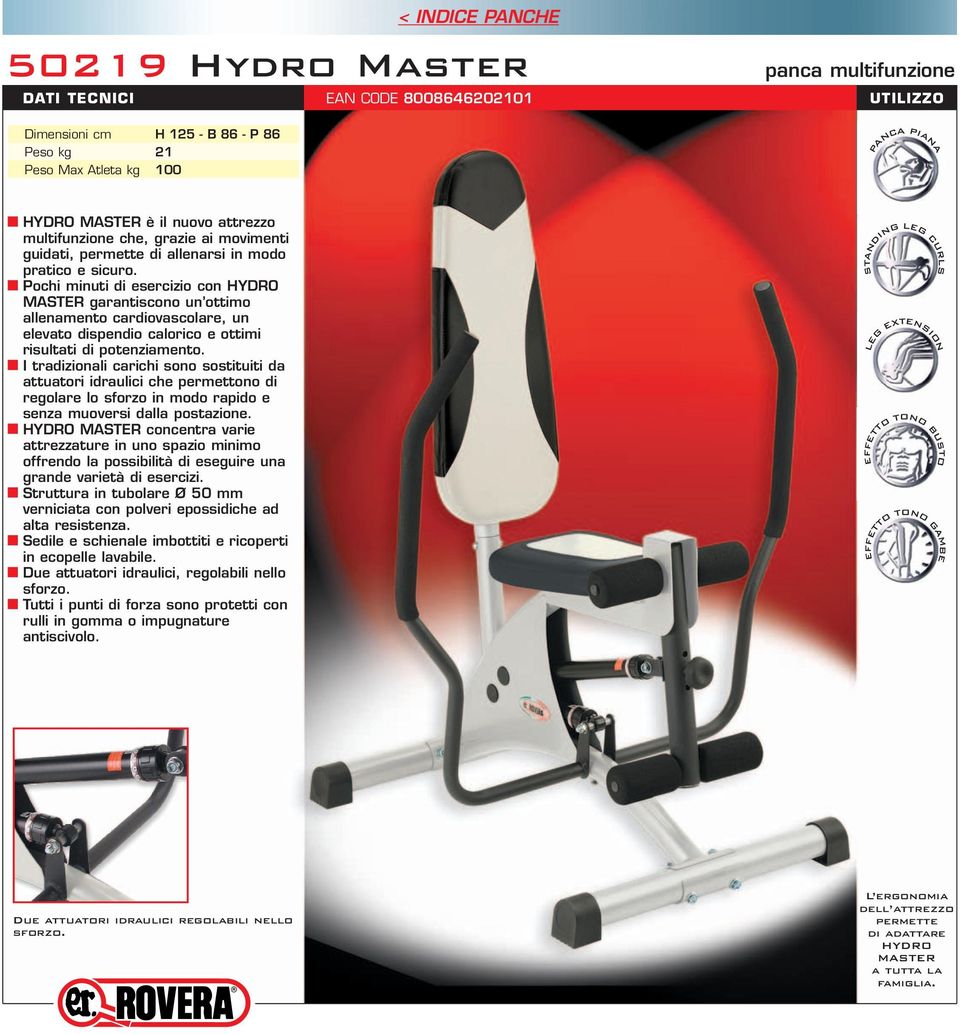 Pochi minuti di esercizio con HYDRO MASTER garantiscono un ottimo allenamento cardiovascolare, un elevato dispendio calorico e ottimi risultati di potenziamento.