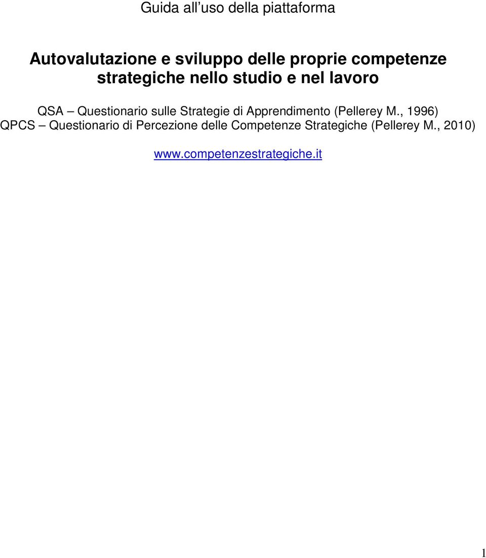 Strategie di Apprendimento (Pellerey M.