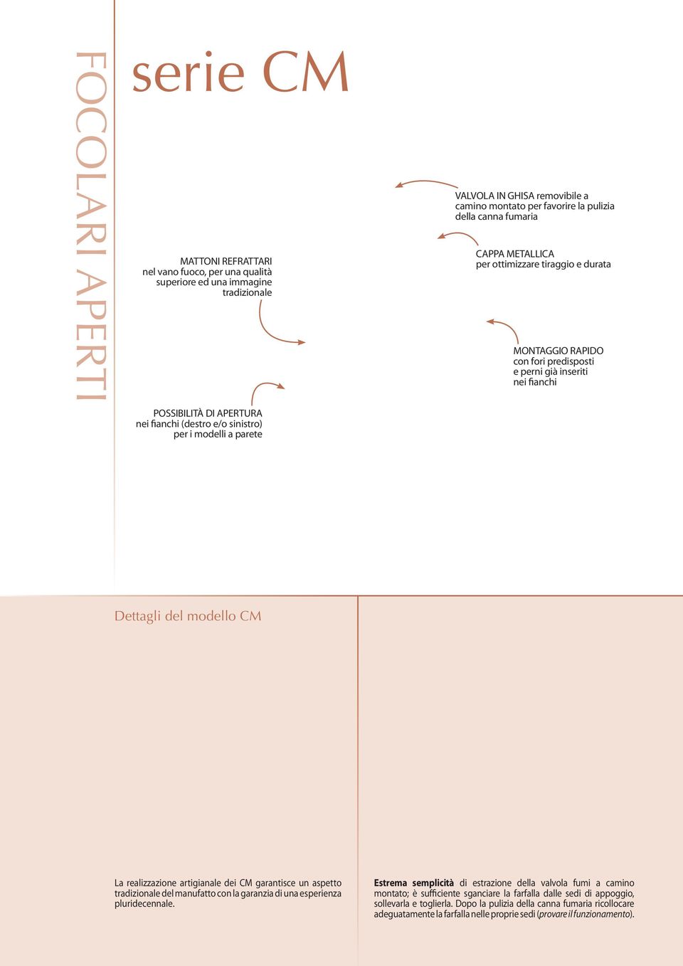 nei fianchi Dettagli del modello CM La realizzazione artigianale dei CM garantisce un aspetto tradizionale del manufatto con la garanzia di una esperienza pluridecennale.