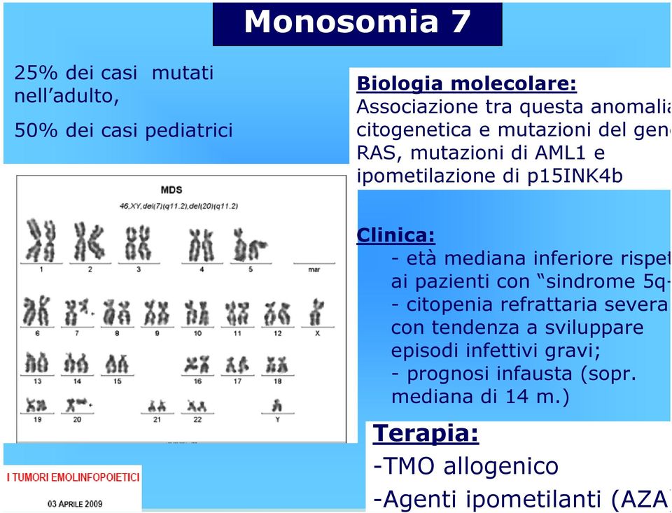 mediana inferiore rispet ai pazienti con sindrome 5q- - citopenia refrattaria severa con tendenza a sviluppare