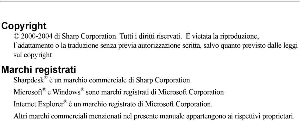 Marchi registrati Sharpdesk è un marchio commerciale di Sharp Corporation.