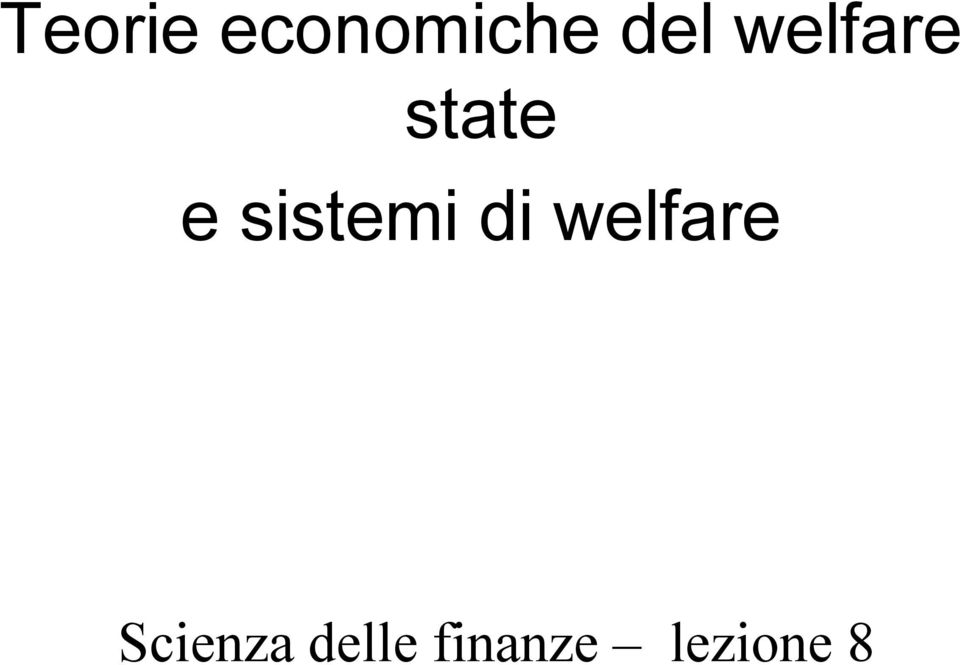 sistemi di welfare