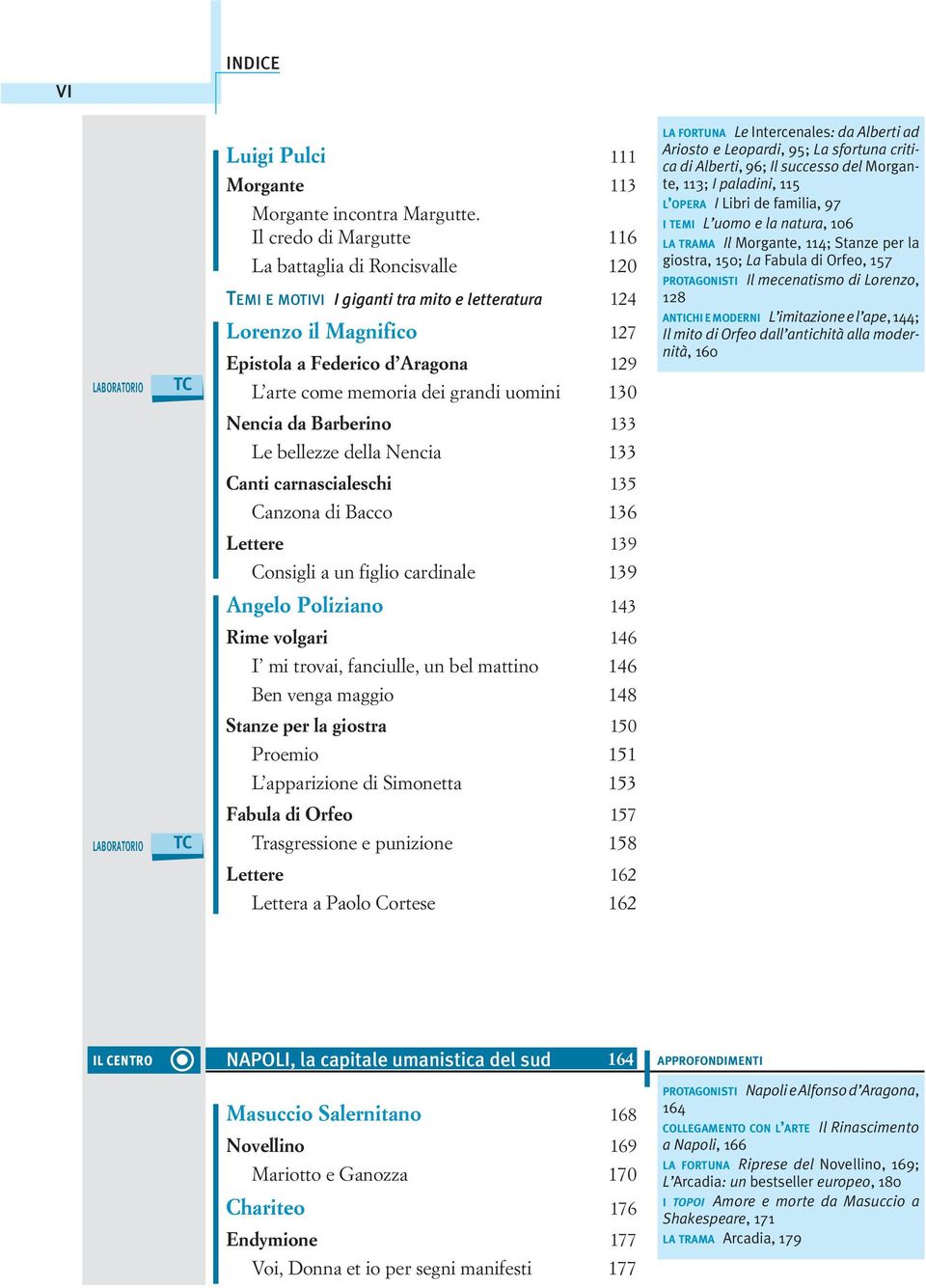 uomini 130 LA FORTUNA Le Intercenales: da Alberti ad Ariosto e Leopardi, 95; La sfortuna critica di Alberti, 96; Il successo del Morgante, 113; I paladini, 115 L OPERA I Libri de familia, 97 I TEMI L