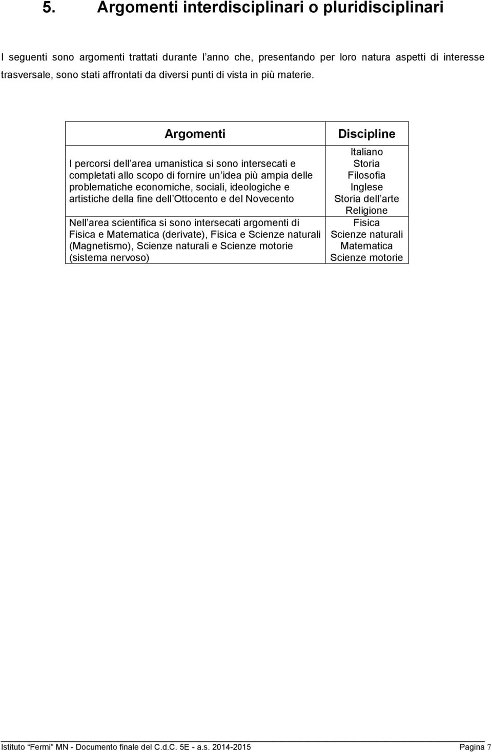 Argomenti I percorsi dell area umanistica si sono intersecati e completati allo scopo di fornire un idea più ampia delle problematiche economiche, sociali, ideologiche e artistiche della fine dell