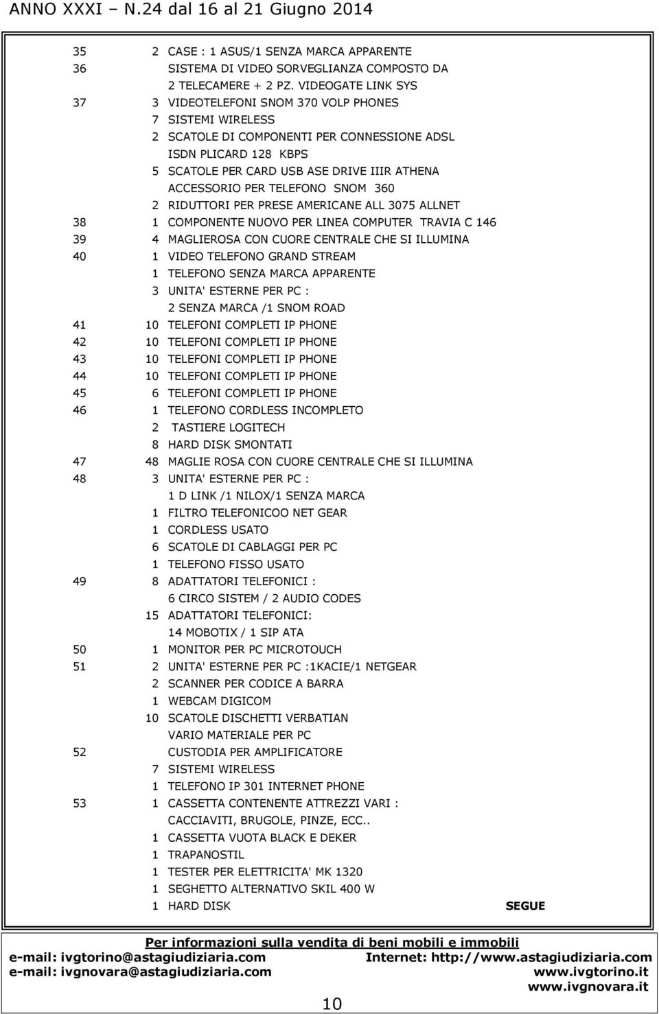 ACCESSORIO PER TELEFONO SNOM 360 2 RIDUTTORI PER PRESE AMERICANE ALL 3075 ALLNET 38 1 COMPONENTE NUOVO PER LINEA COMPUTER TRAVIA C 146 39 4 MAGLIEROSA CON CUORE CENTRALE CHE SI ILLUMINA 40 1 VIDEO