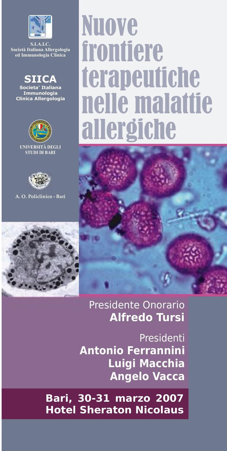 Clinica Allergologia UNIVERSITÀ DEGLI STUDI DI BARI Nuove frontiere terapeutiche nelle