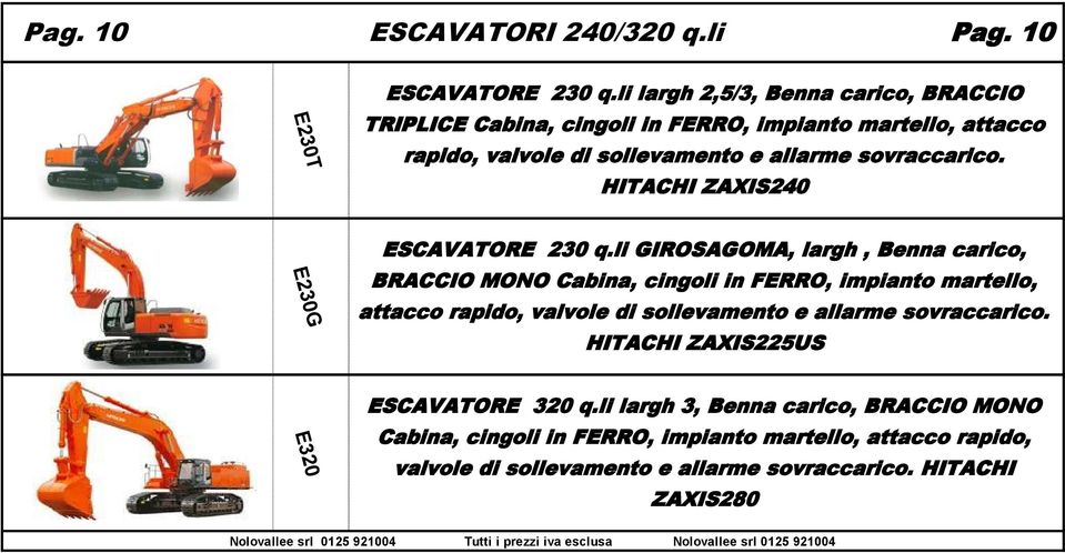 HITACHI ZAXIS240 E230G ESCAVATORE 230 q.