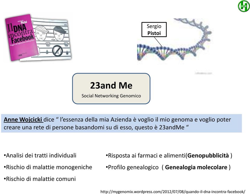 individuali Rischio di malattie monogeniche Risposta ai farmaci e alimenti(genopubblicità ) Profilo genealogico (