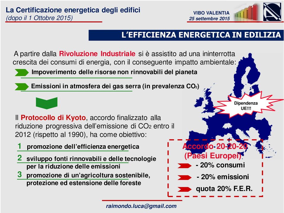 dell emissione di CO2 entro il 2012 (rispetto al 1990), ha come obiettivo: Dipendenza UE!