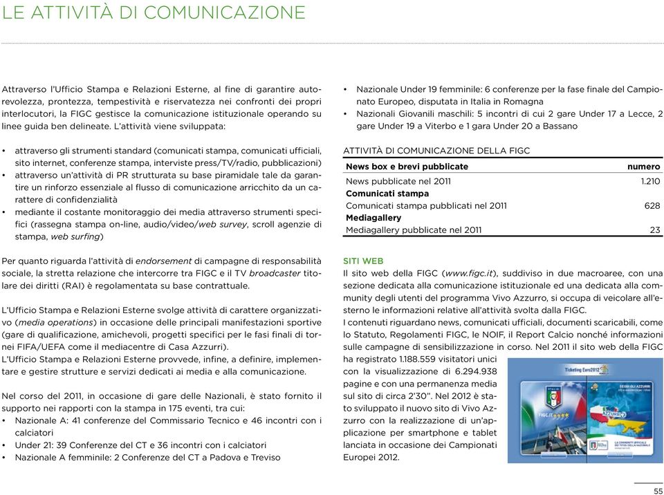 L attività viene sviluppata: attraverso gli strumenti standard (comunicati stampa, comunicati ufficiali, sito internet, conferenze stampa, interviste press/tv/radio, pubblicazioni) attraverso un