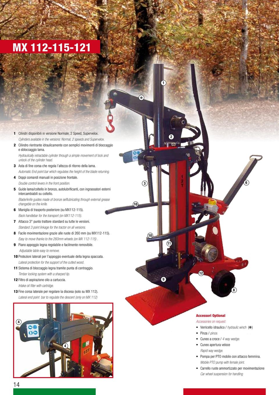 Asta di fine corsa che regola l altezza di ritorno della lama. Automatic End point bar which regulates the height of the blade returning. Doppi comandi manuali in posizione frontale.