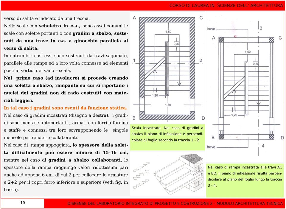 Nel primo caso (ad involucro) si procede creando una soletta a sbalzo, rampante su cui si riportano i nuclei dei gradini non di rado costruiti con materiali leggeri.