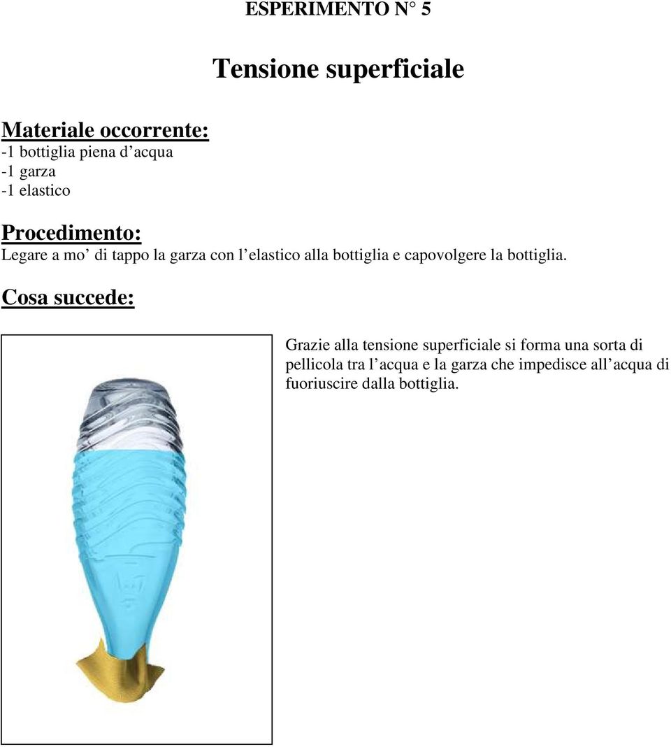 bottiglia e capovolgere la bottiglia.