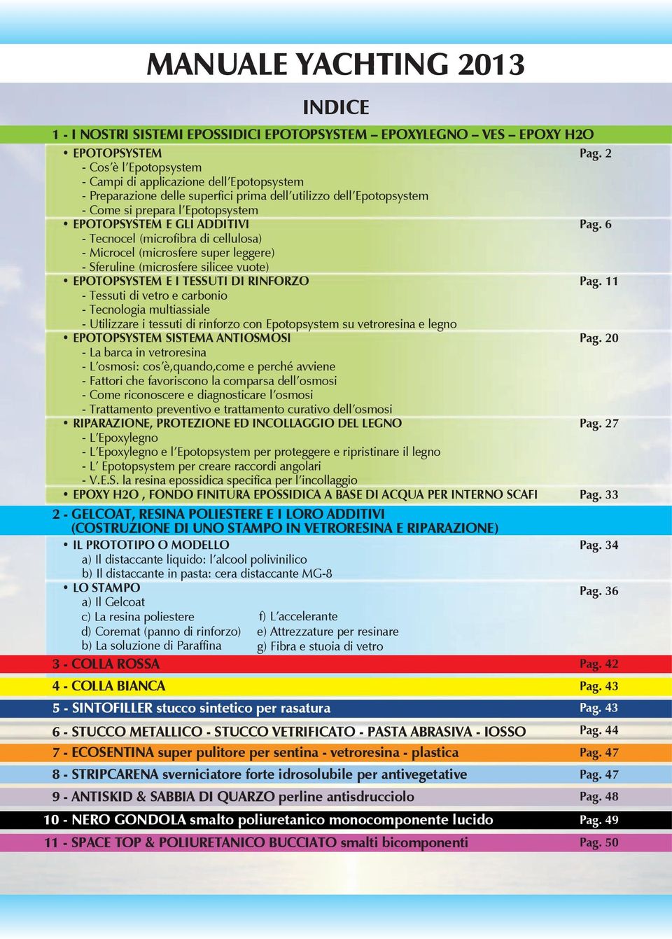 Pag. 6 - Tecnocel (microfibra di cellulosa) - Microcel (microsfere super leggere) - Sferuline (microsfere silicee vuote) EPOTOPSYSTEM E I TESSUTI DI RINFORZO Pag.