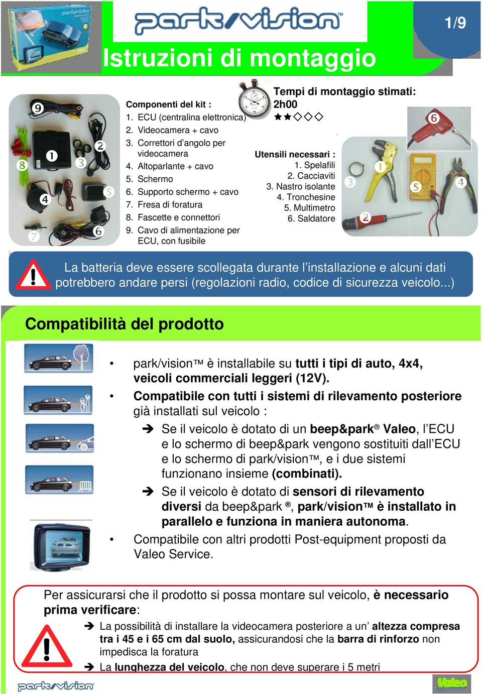 Nastro isolante 4. Tronchesine 5. Multimetro 6.