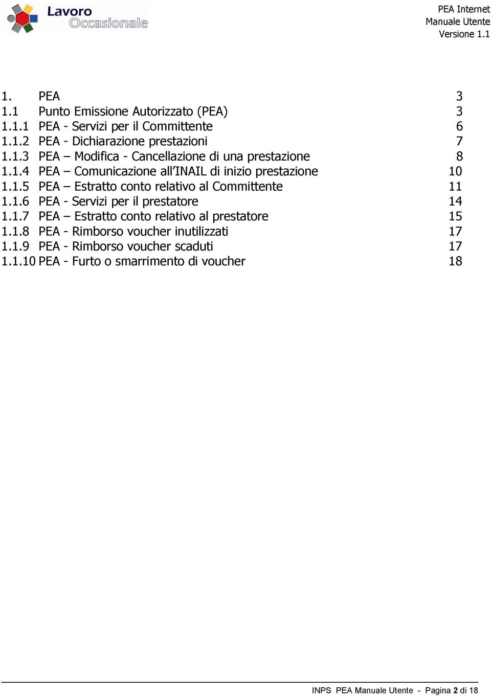 1.7 PEA Estratto conto relativo al prestatore 15 1.1.8 PEA - Rimborso voucher inutilizzati 17 1.1.9 PEA - Rimborso voucher scaduti 17 1.