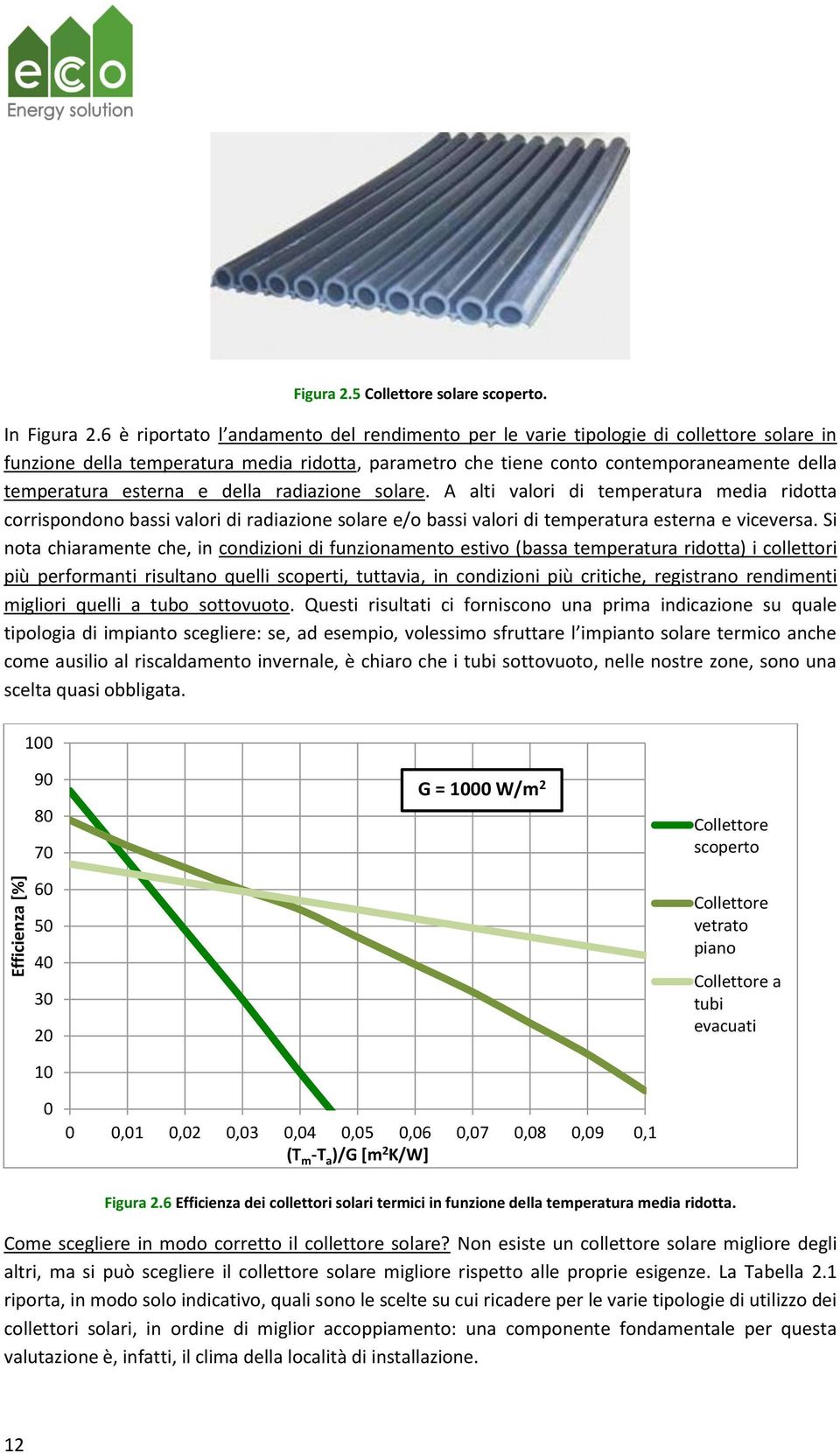 esterna e della radiazione solare. A alti valori di temperatura media ridotta corrispondono bassi valori di radiazione solare e/o bassi valori di temperatura esterna e viceversa.