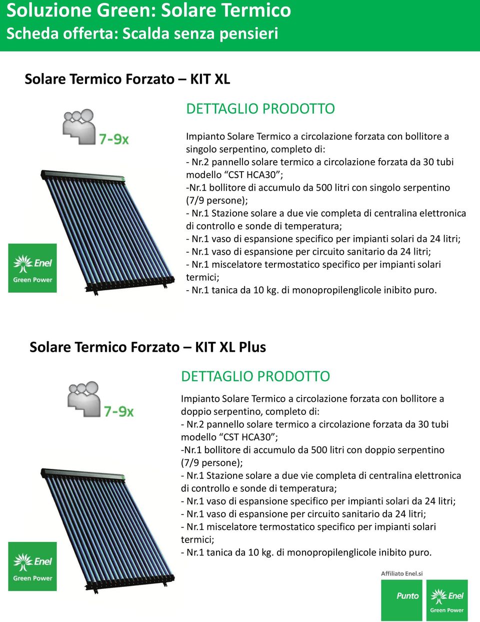 1 vaso di espansione per circuito sanitario da 24 litri; Solare Termico Forzato KIT XL Plus doppio serpentino, completo di: - Nr.