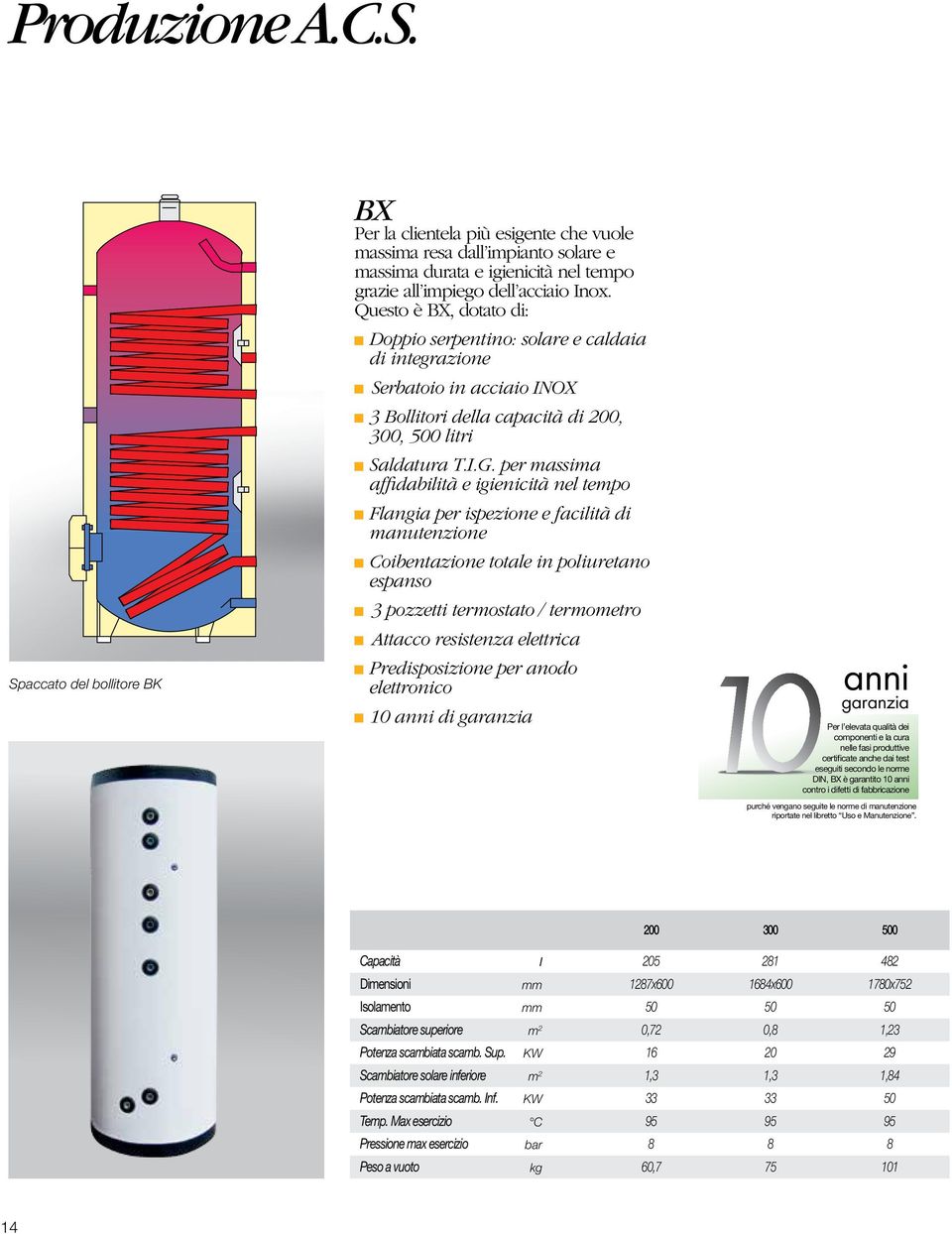 per massima affidabilità e igienicità nel tempo Flangia per ispezione e facilità di manutenzione Coibentazione totale in poliuretano espanso 3 pozzetti termostato / termometro Attacco resistenza