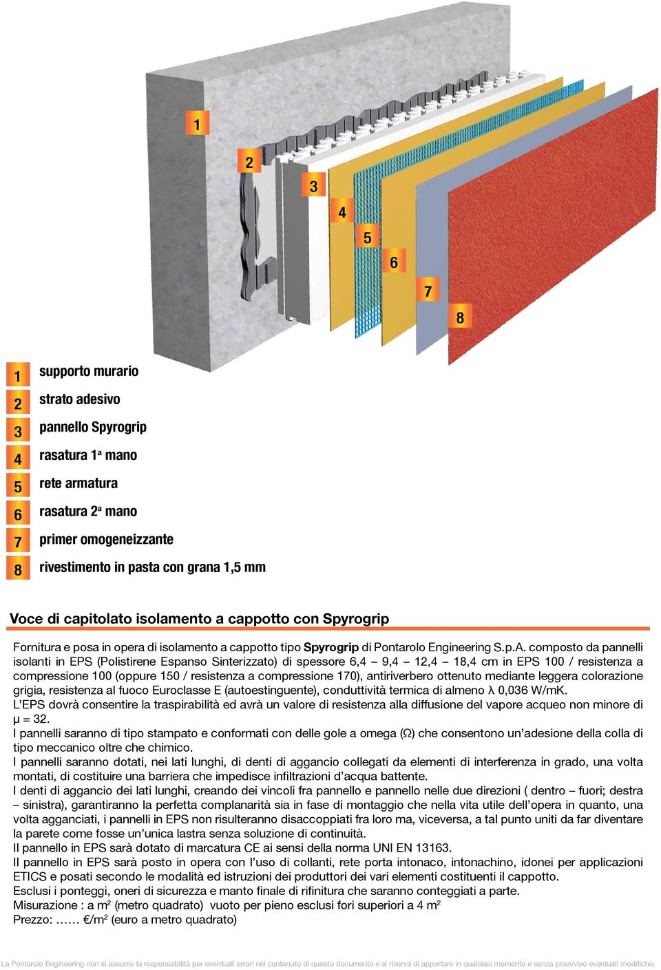 composto da pannelli isolanti in EPS (Polistirene Espanso Sinterizzato) di spessore 6,4 9,4 12,4 18,4 cm in EPS 100 / resistenza a compressione 100 (oppure 150 / resistenza a compressione 170),