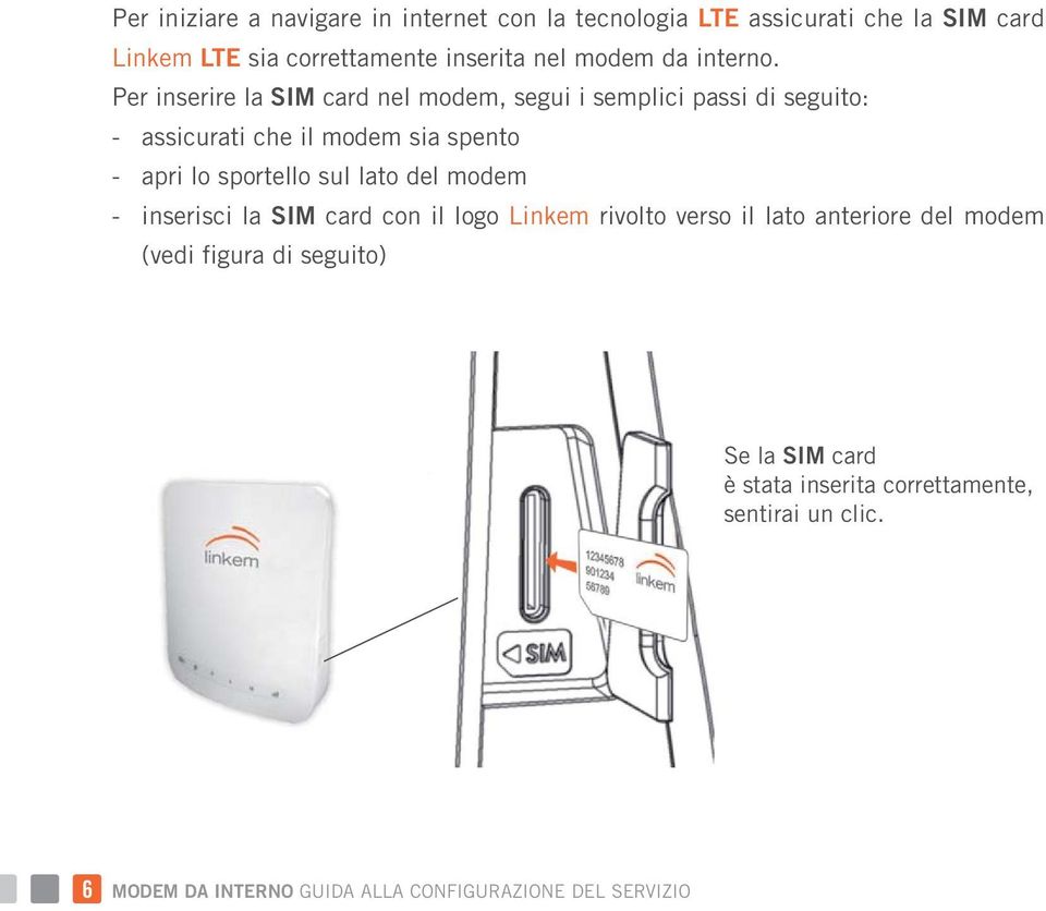 Per inserire la SIM card nel modem, segui i semplici passi di seguito: - assicurati che il modem sia spento - apri