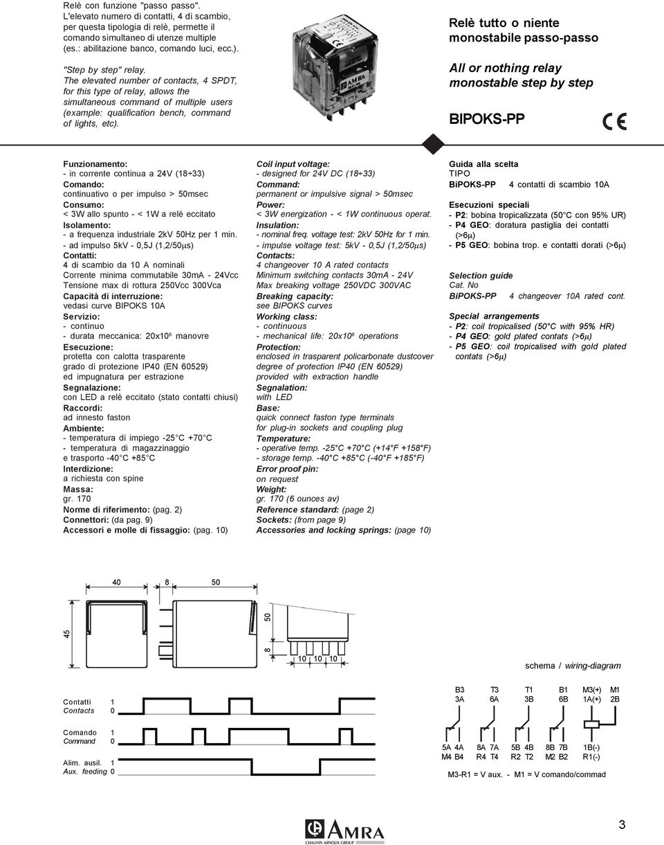 The elevated number of contacts, 4 SPDT, for this type of relay, allows the simultaneous command of multiple users (example: qualification bench, command of lights, etc).