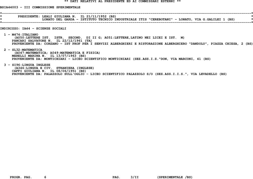 SECOND. DI II G; A051:LETTERE,LATINO NEI LICEI E IST. M) PANCARI SALVATORE N.