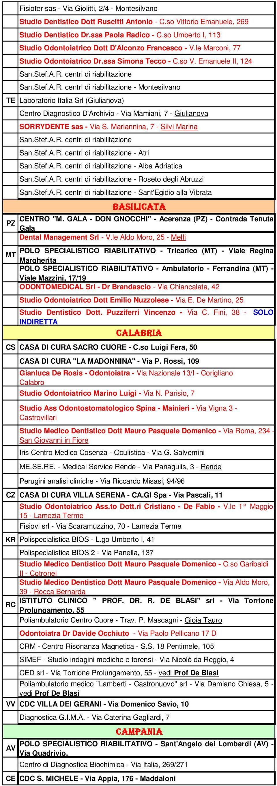 centri di riabilitazione San.Stef.A.R.