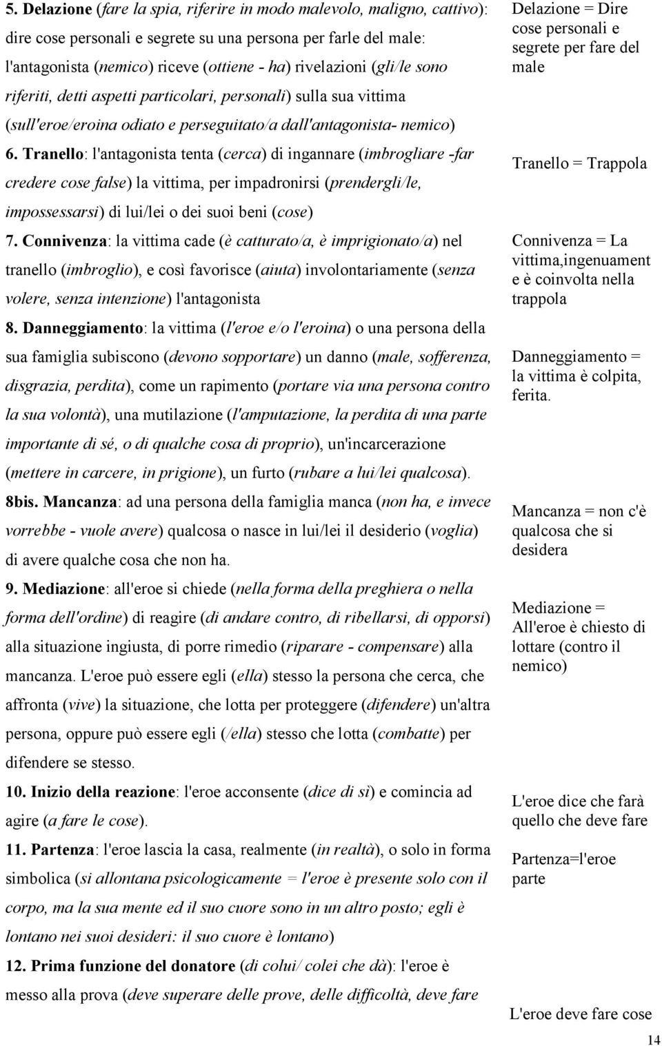 Tranello: l'antagonista tenta (cerca) di ingannare (imbrogliare -far credere cose false) la vittima, per impadronirsi (prendergli/le, impossessarsi) di lui/lei o dei suoi beni (cose) 7.