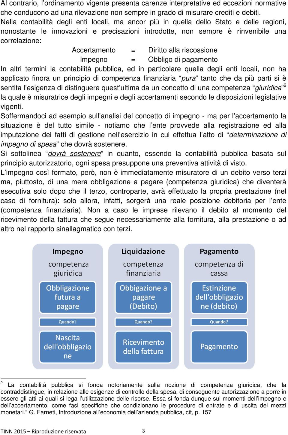 Diritto alla riscossione Impegno = Obbligo di pagamento In altri termini la contabilità pubblica, ed in particolare quella degli enti locali, non ha applicato finora un principio di competenza