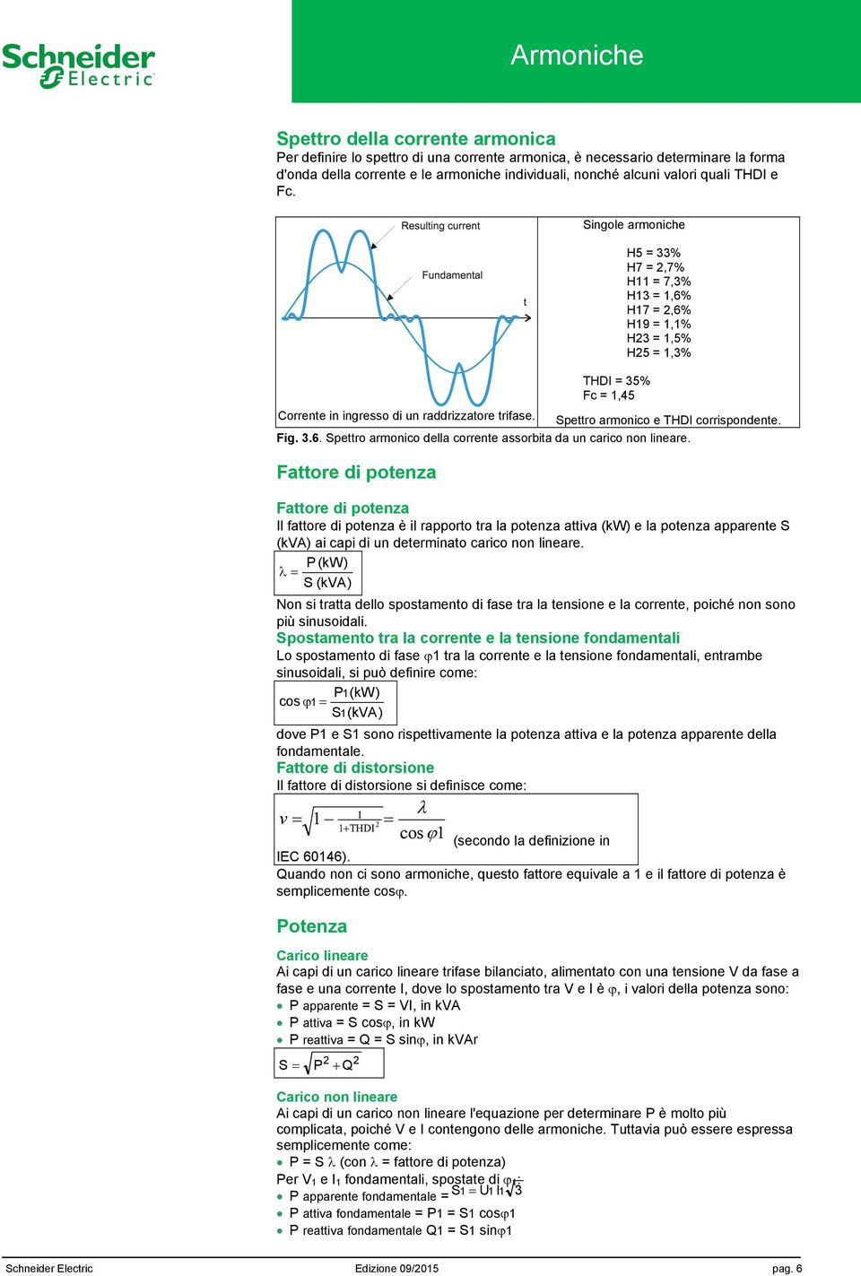 Spettro armonico e THDI corrispondente. Fig. 3.6. Spettro armonico della corrente assorbita da un carico non lineare.