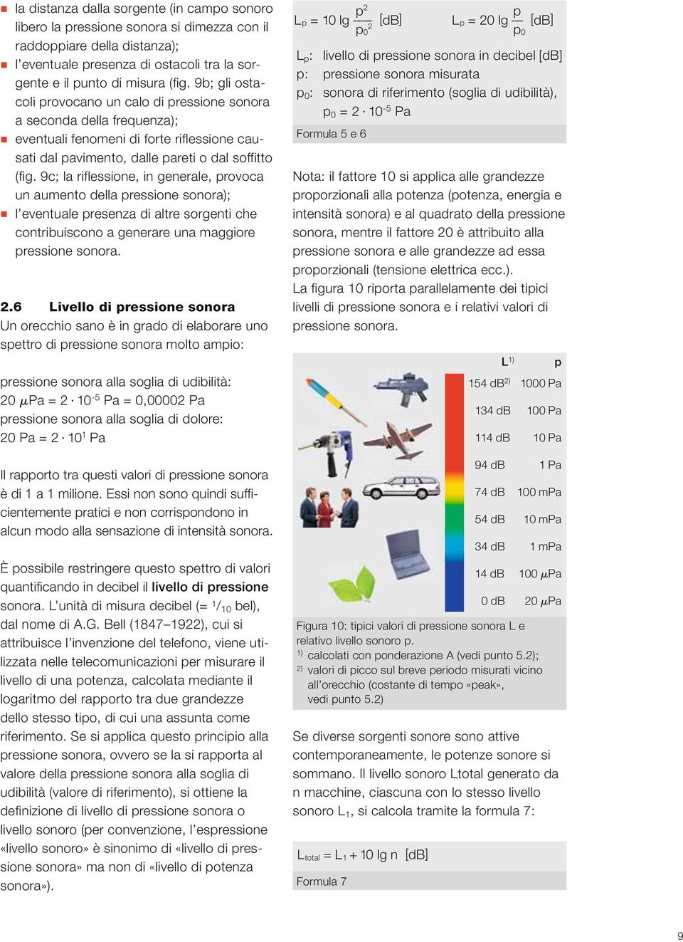 9c; la riflessione, in generale, provoca un aumento della pressione sonora); l eventuale presenza di altre sorgenti che contribuiscono a generare una maggiore pressione sonora. 2.