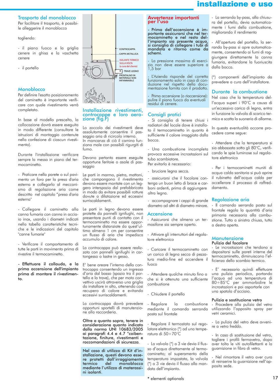 In base al modello prescelto, la collocazione dovrà essere eseguita in modo differente (consultare le istruzioni di montaggio contenute nella confezione di ciascun rivestimento).