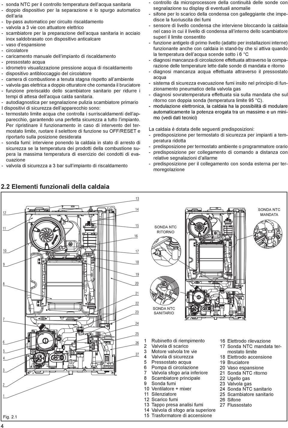 riscaldamento pressostato acqua idrometro visualizzazione pressione acqua di riscaldamento dispositivo antibloccaggio del circolatore camera di combustione a tenuta stagna rispetto all ambiente