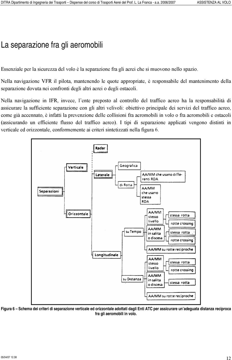 Nella navigazione in IFR, invece, l ente preposto al controllo del traffico aereo ha la responsabilità di assicurare la sufficiente separazione con gli altri velivoli: obiettivo principale dei